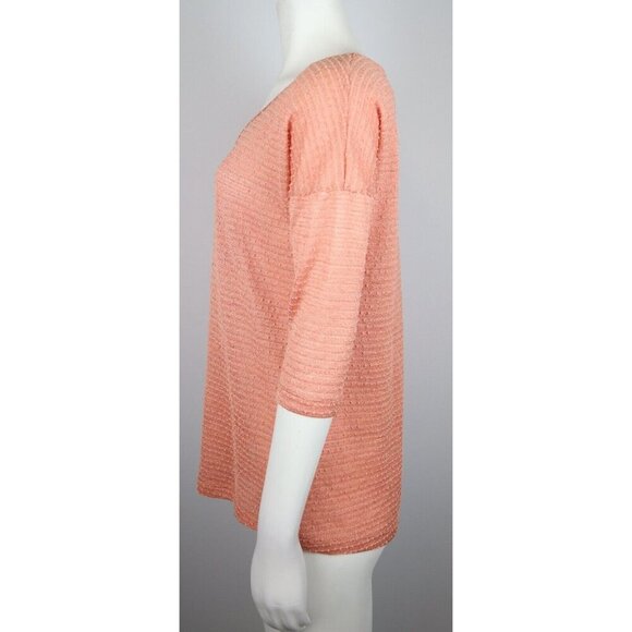 BKE - BUCKLE - WOMEN'S CORAL ORANGE TEXTURED 3/4 SLEEVE TUNIC TOP - SIZE S - Picture 4 of 6